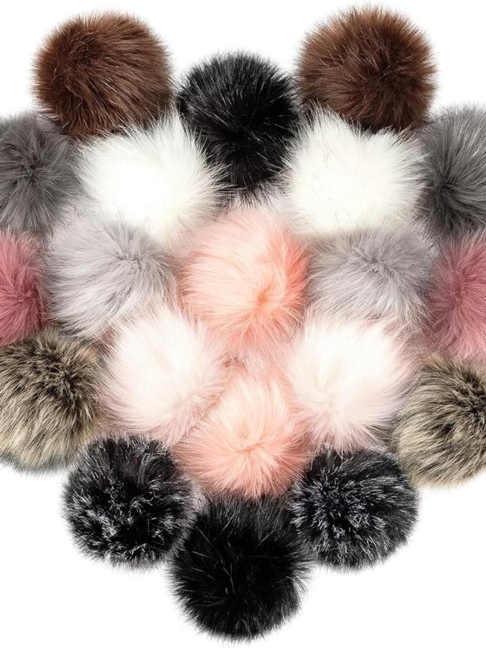 4.5" Fluffy Faux Fur Pom Poms for Hat Knitting & Crochet Accessories, 20Pcs